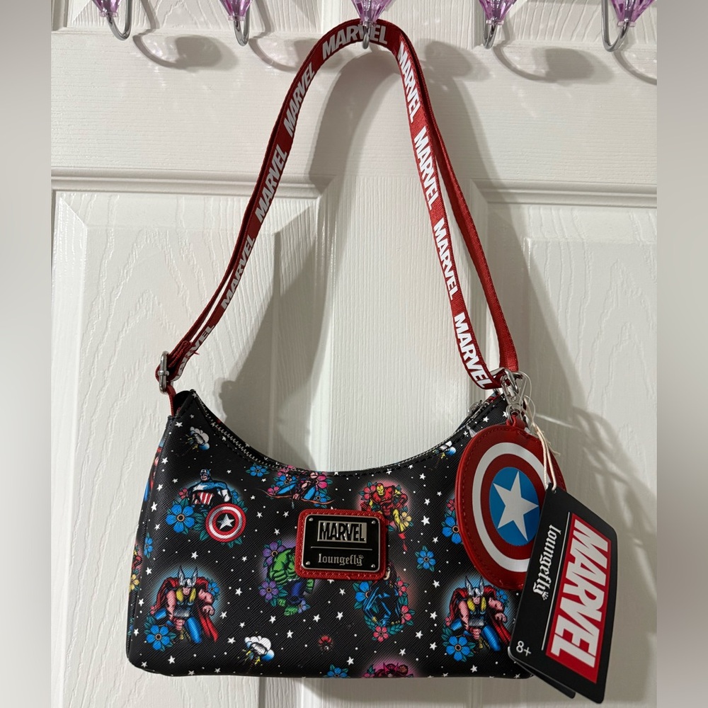 Loungefly Marvel Black and Red Shoulder Bag